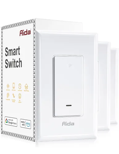 Vista 10 de AIDA Interruptor de luz inteligente, interruptor inteligente WiFi de 3 vías, compatible con Alexa y Google Home, requiere cable neutro, interruptor