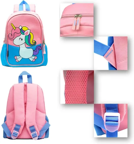 Vista 4 de POWOFUN Mochila de viaje preescolar para niños pequeños, Unicornio azul, S, Viajar