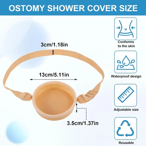 Vista 2 de Cubierta de ducha de ostomía, cubierta de baño impermeable para ostomía, suministros de ostomía, ostomía, colostomía, protector de ducha