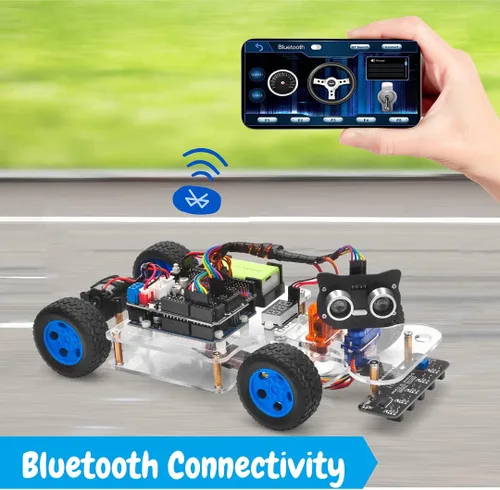 Vista 4 de OSOYOO Robot Car DIY Kit inteligente con servo dirección asistida para Arduino UNO