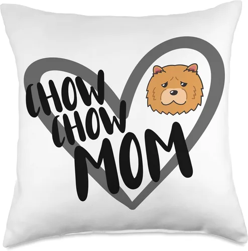 Vista 4 de Chow Chow Lover Apparel Heart Funny Chow Dog Mom Mother's Day Throw Pillow, 16x16, Multicolor