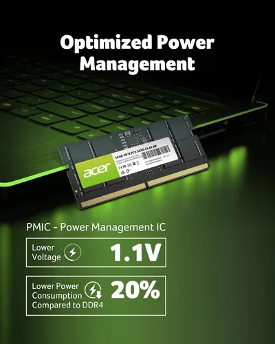 Vista 4 de Acer SD200 DDR5 Single RAM 16GB 5600 MT/s CL46 Memoria de computadora para portátil - BL.9BWWA.414