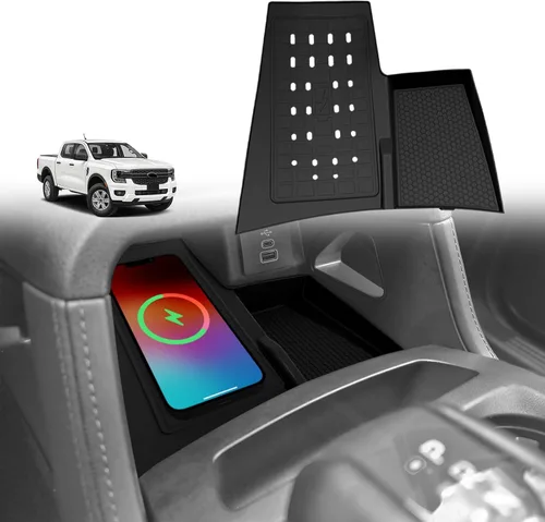 Vista 13 de Muslogy Compatible con Honda Pilot 2023-2025/2026 Passport Accesorios de Consola Central Cargador Inalámbrico Alfombrilla Protectora Insertos