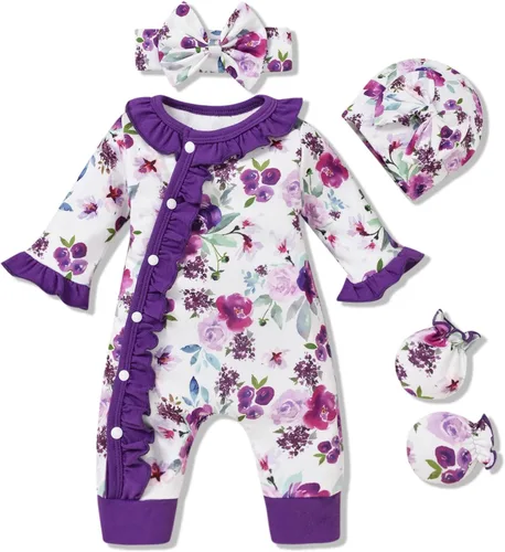 Vista 16 de Aalizzwell Mameluco para bebés niñas, traje de otoño invierno con accesorios Guepardo