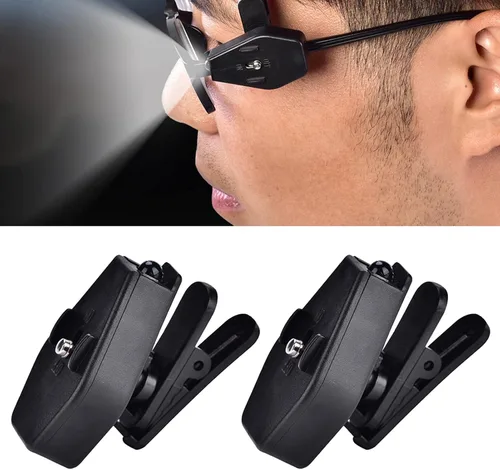 Vista 6 de Yoidesu 1 par de luces LED con clip para gafas, linterna para anteojos, mini libro, para pesca nocturna, lectura, mantenimiento