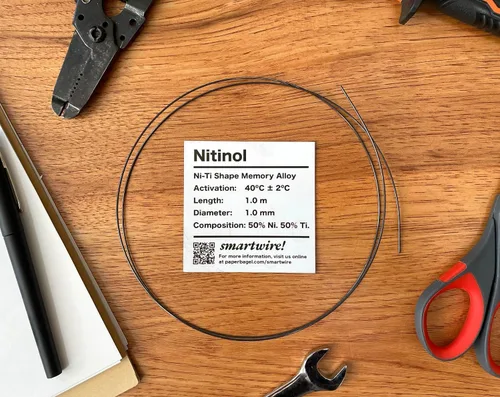 Vista 3 de Alambre de memoria con forma de nitinol (3.3 ft x 0.039 in, activación 40C/104F) Profesor Tony's Smart Ass Wire Company