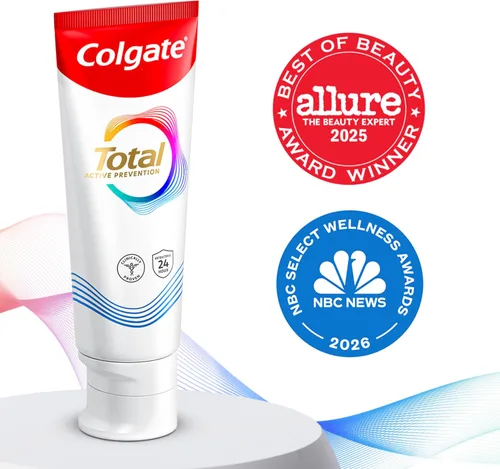 Vista 3 de Colgate Total Active Prevention Pasta dental blanqueadora, pasta dental con flúor blanqueador, fórmula clínicamente probada que combate
