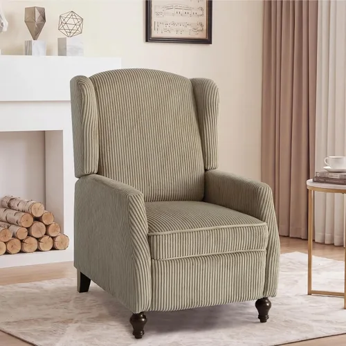 Vista 18 de Silla reclinable PALLOME con respaldo alto, asiento con masaje y calor, tapizado de tela, con respaldo acolchado, silla reclinable para sala de Beige