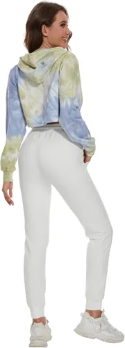 Vista 4 de SPECIALMAGIC Pantalones deportivos de algodón para mujer con bolsillos y cordón de ajuste casual
