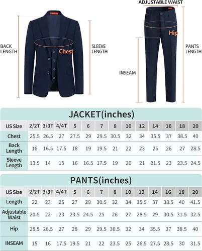 Vista 7 de Plavict Trajes para niños de 5 piezas, cintura ajustable, traje formal para niños con chaqueta, pantalones, chaleco, camisa, corbata y pajarita