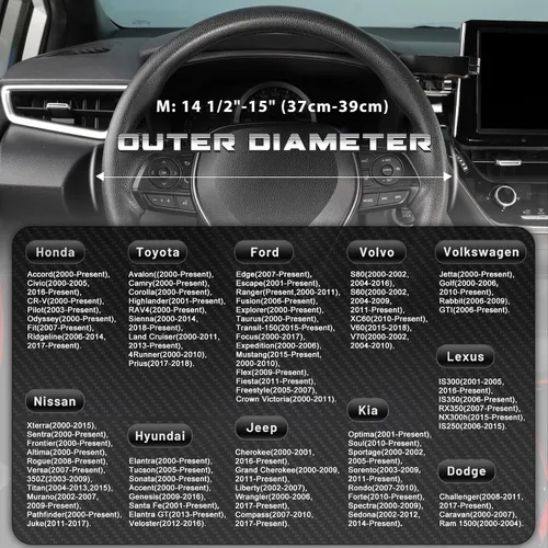 Vista 7 de SEG Direct Funda para volante de automóvil, tamaño mediano estándar de 14 1/2-15 pulgadas, embalaje no plegable, resistente, antideslizante, cuero