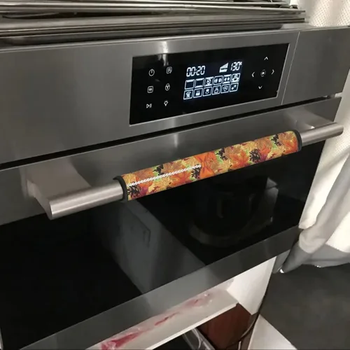 Vista 5 de 6 fundas para manija de puerta de refrigerador de Acción de Gracias, cubierta de manija de nevera de otoño, hoja de arce, protector de manija