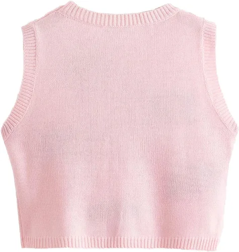 Vista 2 de Floerns Camiseta corta sin mangas con cuello redondo para mujer