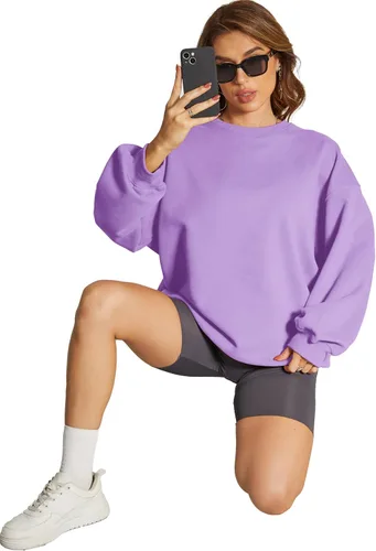 Vista 3 de Cloud - Sudadera de gran tamaño para mujer, cuello redondo, sudadera de moda de otoño 2024, suéteres con capucha