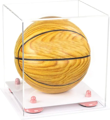 Vista 9 de Better Display Cases Mini acrílico - Miniatura (no tamaño completo) Baloncesto vitrina con elevadores negros y espejo (A015-BR)