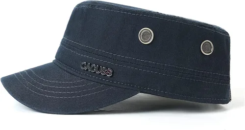 Vista 4 de CACUSS Men's Cotton Army Cap Cadet Hat Trucker Dad Hat Military Flat Top Adjustable Classic Baseball Cap