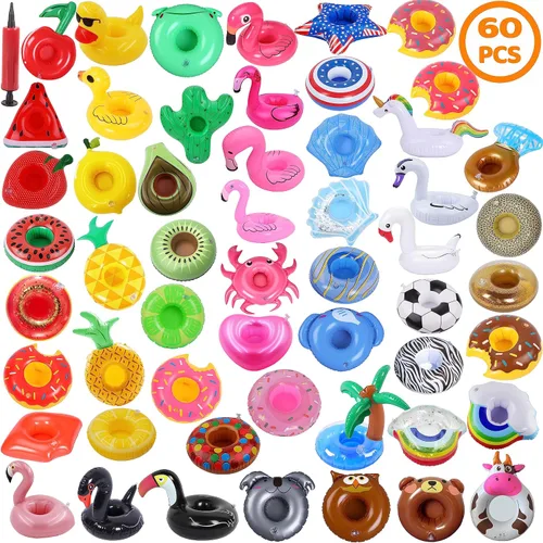 Vista 12 de LanMa Inflatable Drink Holders Bulk Pool Drink Floats Cup Holder for Swimming Pool Party 120 unidades.