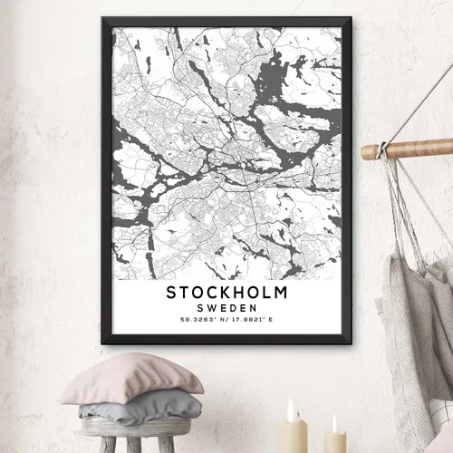 Vista 3 de Mapa de Estocolmo, Suecia, Light 2 (18x24)