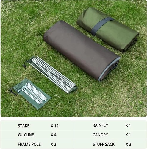 Vista 7 de Bessport Tienda de campaña para 1/2 persona, impermeable, dos puertas, tienda de mochilero, fácil instalación, ligera, para exteriores, senderismo