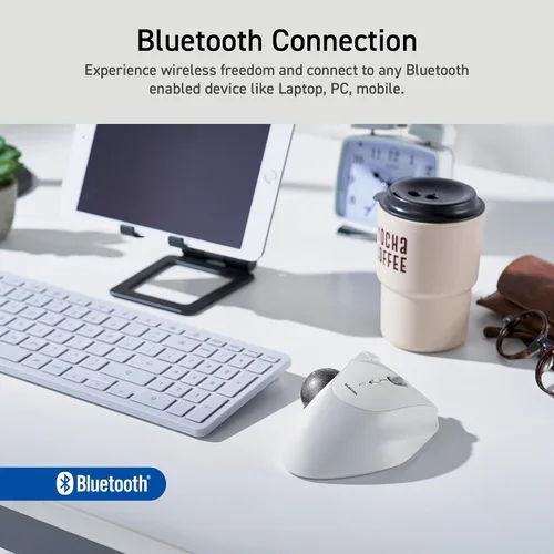 Vista 9 de ELECOM Diseño ergonómico y cómodo Trackball IST Bluetooth 5.3, seguimiento suave con rodamiento de bolas rubí, bola de 1.41 pulgadas, control