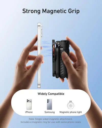 Vista 7 de TELESIN Magnetic Selfie Stick for Phone, Mini Tripod with Phone Camera Grip 5 in 1 Phone Tripods for iPhone 17 16 15 14 & Android, Small Cell