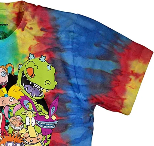 Vista 5 de Nickelodeon Camisa clásica de los años 90 para hombre, teñido anudado, Reptar, Ren & Stimpy y Hey arnold - Camiseta vintage con teñido anudado