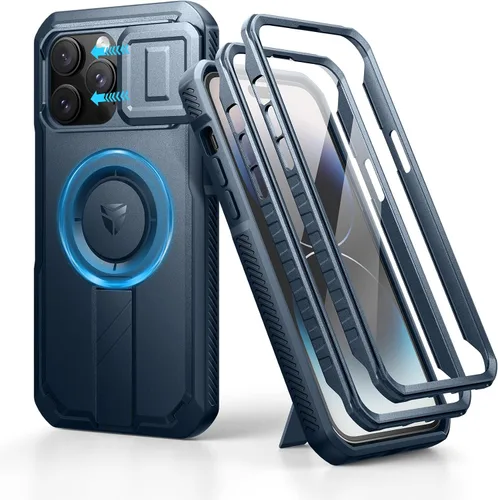 Vista 54 de Dexnor - Funda para iPhone 12 & iPhone 12 Pro con tapa deslizante para cámara, soporte ajustable y protector de pantalla integrado, carcasa