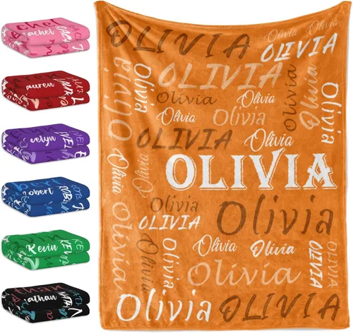 Vista 29 de Manta personalizada con tema negro, manta suave y ligera de franela y forro polar con nombre para hombres, mujeres, niños y niñas - Regalos
