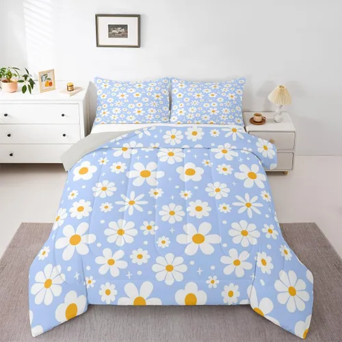 Vista 29 de Feelyou Juego de ropa de cama con lazos bonitos y cerezos, tamaño individual, para niños, juego de edredón con lazos de acuarela para niños, niñas