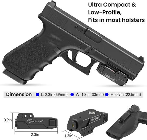 Vista 5 de Votatu H3L-B Mira Láser Azul, Construcción de Aluminio, Mira de Punto Azul Ultra Bajo Perfil para Pistola, Rifle de Mano, Modo Estrobo Táctico