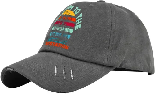 Vista 2 de Dad Hats Take Him to The Train Station Baseball Cap for Men Funny Denim Hats Adjustable