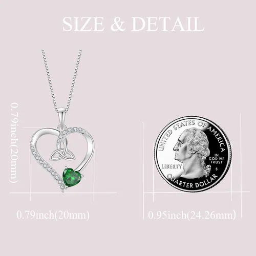 Vista 16 de Collar de corazón con nudo celta de plata de ley 925, collar con colgante para mujer, joyería de piedra natal