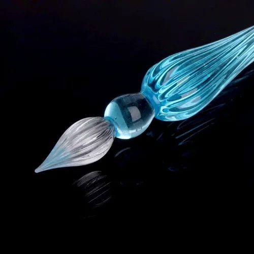 Vista 4 de Pluma estilográfica de cristal, pluma de inmersión, papelería, suministros de escritura, tinta de relleno hecha a mano, caligrafía vintage, pintura