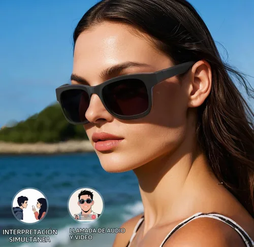 Vista 7 de Gafas inteligentes AI, despertador de voz de diálogo AI, traducción de 115 idiomas, interpretación simultánea, traducción de grabación en el sitio