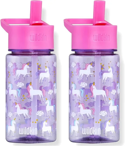 Vista 14 de Wildkin Botella de agua Tritan para niños de 16 onzas con tapa de popote a Unicornio