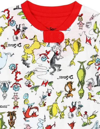 Vista 4 de Dr. Seuss Grinch Cat in The Hat - Pijama sin pies para niños pequeños, Multi