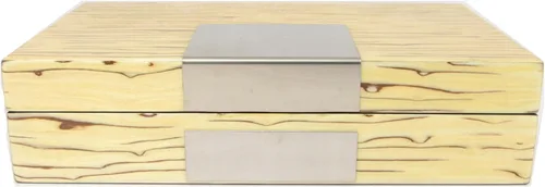 Vista 2 de Exqusite - Estuche para gemelos y anillos de alto brillo, organizador de almacenamiento para hombre, joyero de regalo (burl de hielo)