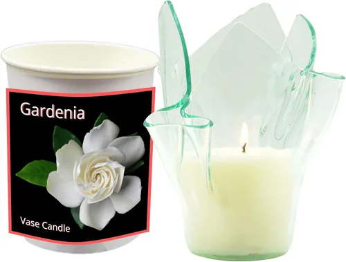 Vista 12 de Gardenia - Vela en jarrón con diseño de flores Gardenia, juego transparente