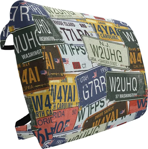 Vista 24 de Ambesonne Almohada de viaje para pizza, con patrón dibujado a mano, menú de pizzería, comida rápida, deliciosa comida gourmet, accesorio de viaje