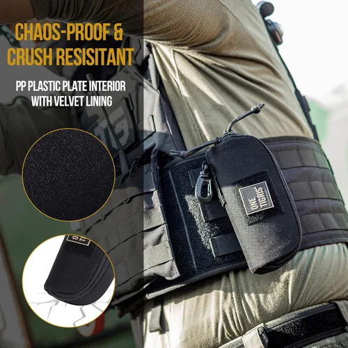 Vista 3 de OneTigris Estuche rígido para gafas de sol tácticas Molle con cremallera Estuche de transporte 1000D Nylon con clip