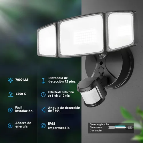 Vista 3 de Onforu Luces LED de seguridad de 55 W, luz con sensor de movimiento para exteriores, 5500 lúmenes, 6500 K, IP65 impermeable, luz de inundación