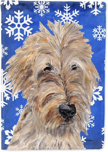 Vista 288 de Caroline's Treasures SC9374GF Bulldog English Snow flakes Holiday Garden Flag Buzón Bandera decorativa para patio exterior, patio, obras de arte