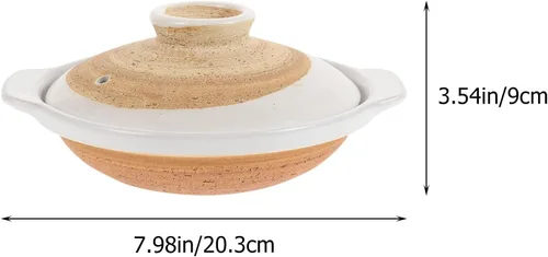 Vista 2 de Olla de arcilla japonesa Donabe de 8 pulgadas de cerámica esmaltada para cocinar arroz Donabe multiusos para cocina casera