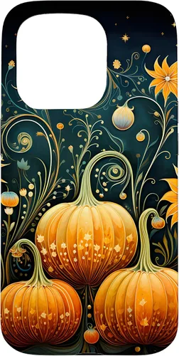 Vista 14 de Funda floral para iPhone 16 Pumpkins Vintage Otoño Otoño