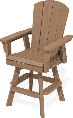 Vista 11 de SERWALL Silla de bar Adirondack giratoria de HDPE, taburetes de bar giratorios para exteriores, silla Adirondack de balcón para bistro, piscina