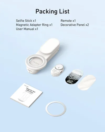 Vista 8 de TELESIN - Mini palo magnético para selfie, trípode para teléfono para iPhone 17 16 y Android Portable Pocket-Size Phone Stand with Zoom Remote