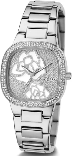 Vista 2 de GUESS Reloj para mujer de 1.260 in - Correa de tono plateado con esfera plateada, Tono plateado, Moderno
