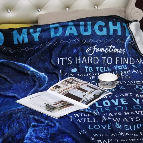 Vista 3 de Manta para mi hija de papá Regalo de león Manta de franela súper suave y acogedora para cama y sofá Regalo de cumpleaños, Navidad y Acción
