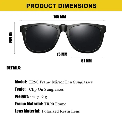 Vista 2 de Gafas de sol polarizadas con clip en gafas de sol con protección UV de gran