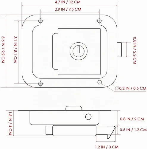 Vista 2 de WINOMO Cerradura de puerta de remolque RV de acero inoxidable, pestillo de paleta de bloqueo resistente con llave para caja de herramientas, RV